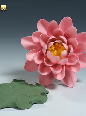 微美陶瓷七彩睡莲摆件莲花香插荷花香托香座家用供佛家居佛堂装饰