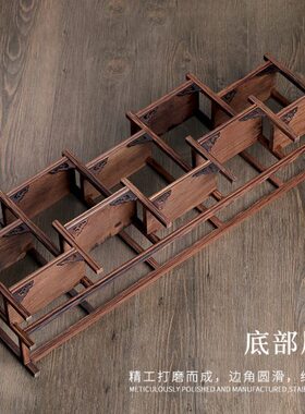 红木紫砂壶架子小博古架 茶具收纳置物架 鸡翅木新中式展示架摆件