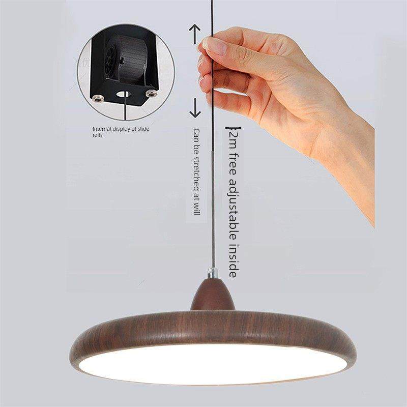 木纹卧室床头书房可调吊灯古色古香胡桃色飞碟餐厅酒吧工作台吊灯,淘宝优惠券,粉丝福利购,淘宝优惠卷