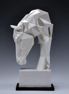 几何体美术素描静物绘画拍摄影陈列切面几何马头像摆件家居工艺品