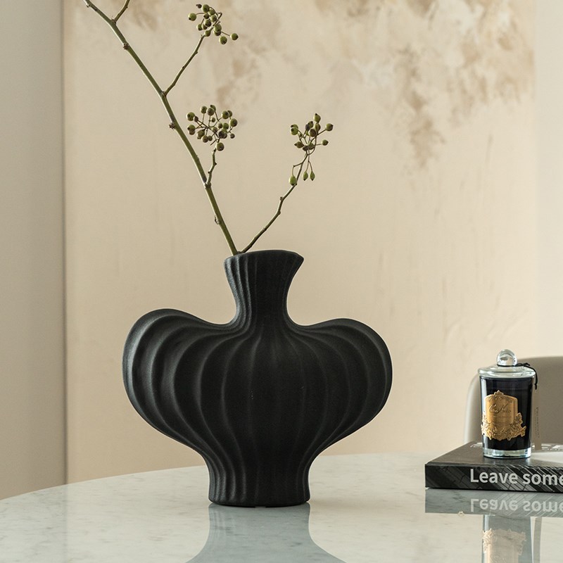 赫本家花瓶摆件中古风客厅插花轻奢法式高级感餐桌装W饰品陶瓷花 - 图2