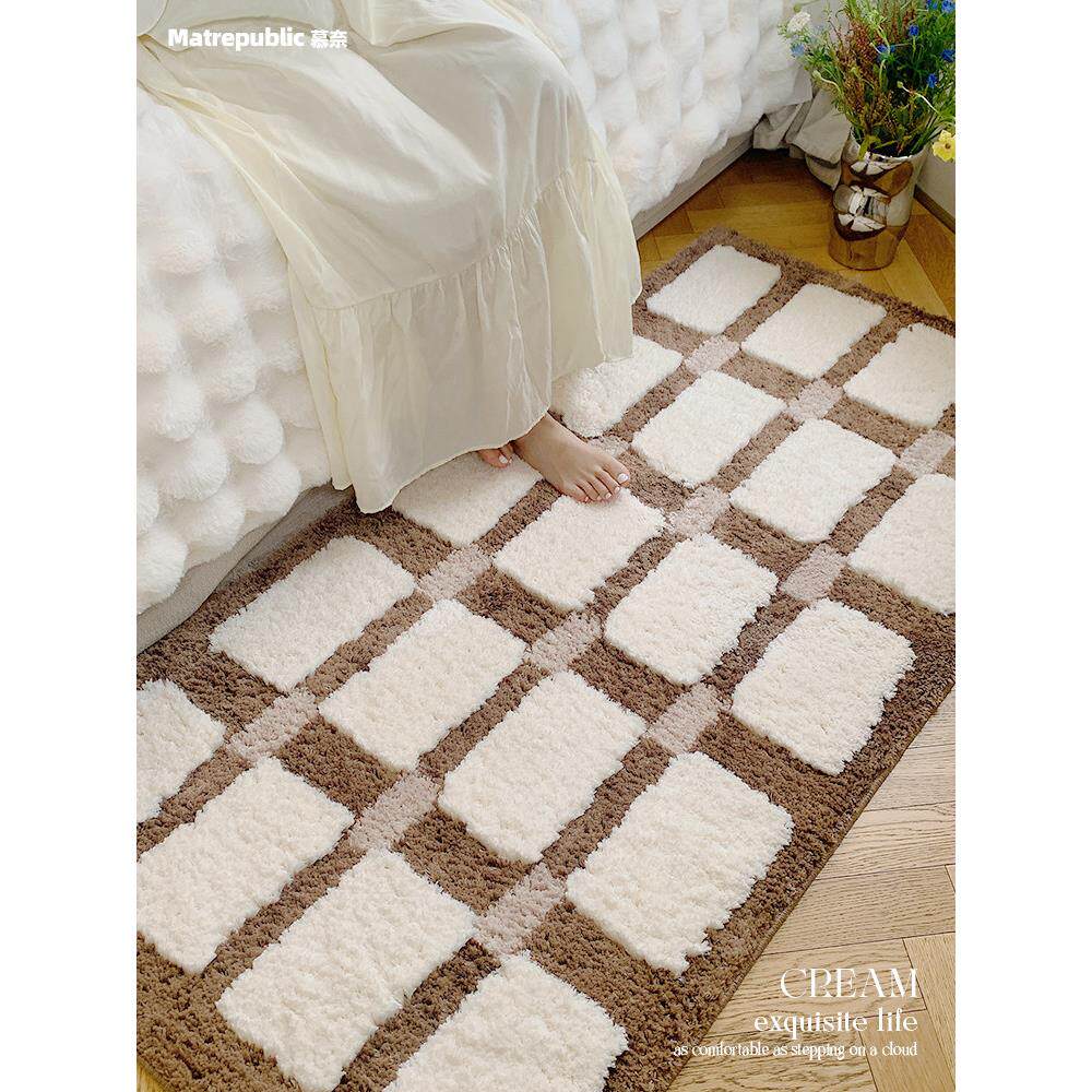 Munai Bedroom Plush Girls Room Bedside Blanket Study Floor Mat Strip Carpet Simple Bay Window Blanket Dormitory Mat