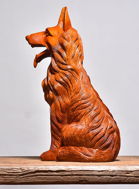 唐趣花梨实木雕刻狗摆件生肖红木动物家居客厅办公玄关装饰工艺品