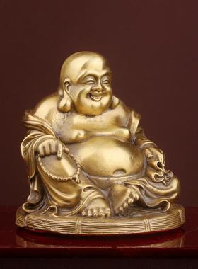 元如意弥勒佛拜铜佛像办公室客厅电视柜车中式家装摆件