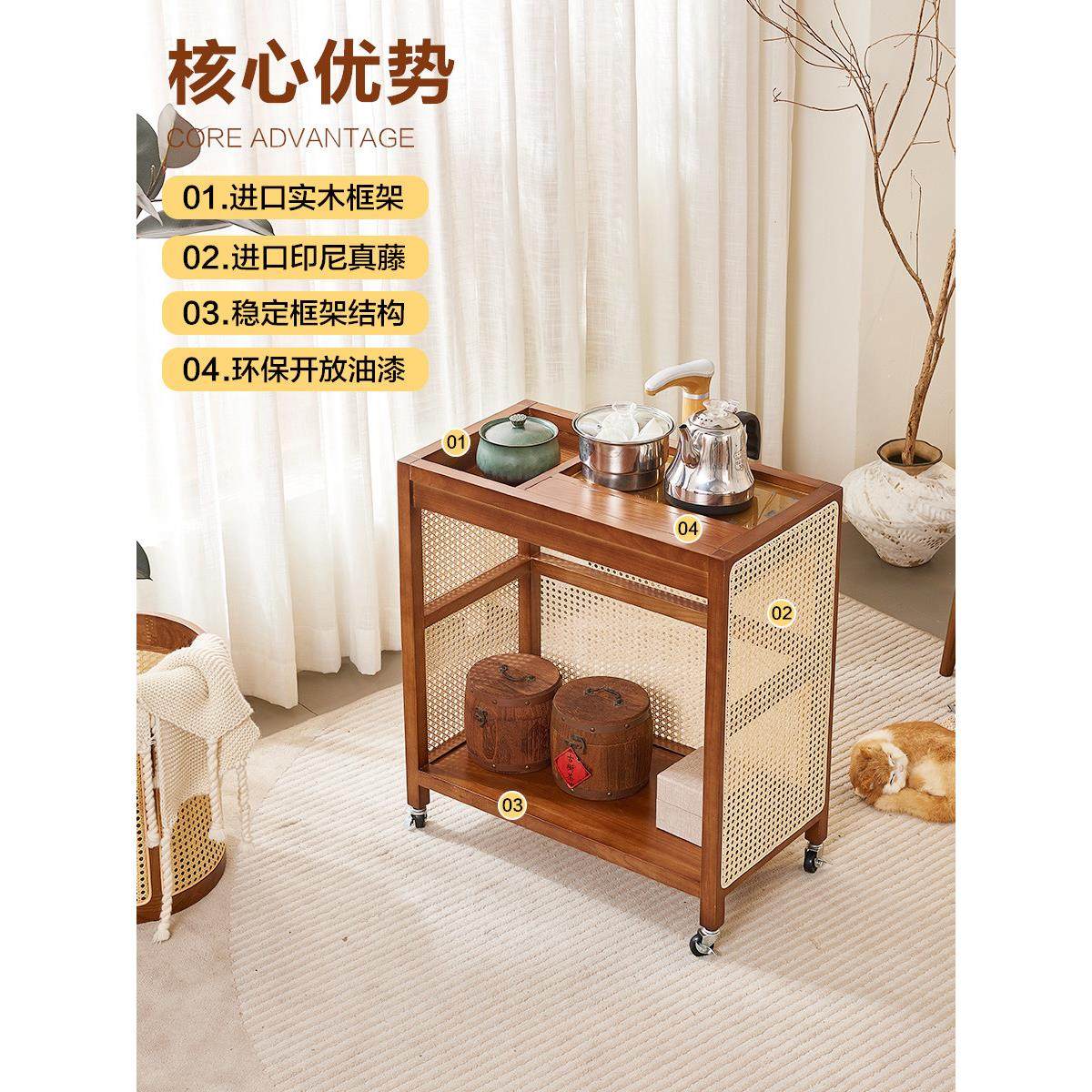 日式茶室家具藤茶柜咖啡桌柜可拆卸水壶集成小茶几茶几侧柜,淘宝优惠券,粉丝福利购,淘宝优惠卷