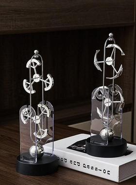 创意发光解压磁悬浮混沌桌面小摆件女生永动机牛顿摆球办公室装饰