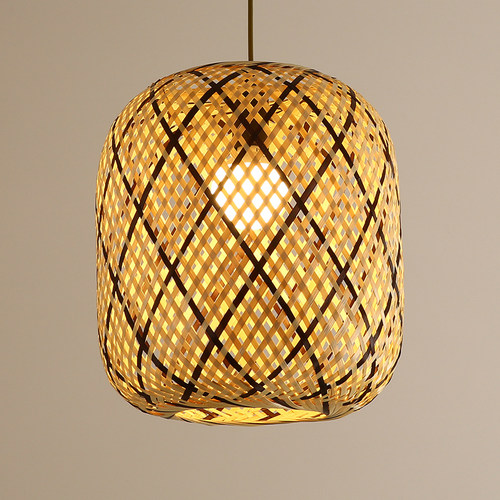 竹编灯笼编织吊灯侘寂风茶室走廊过道大厅民宿火锅店餐饮商铺灯具 - 图0