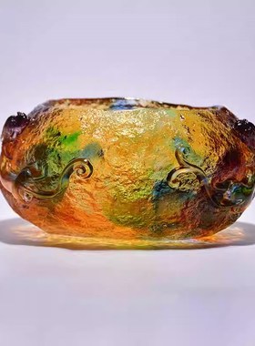 威弗列德琉璃工艺品客厅招财家居饰品办公室大水晶貔貅聚宝盆摆件