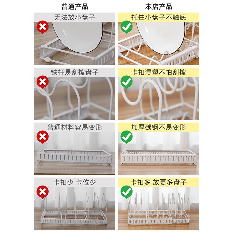 御仕家厨房盘子收纳架橱柜内碟架锅具置物架可伸缩卡扣碗碟碗盘架 - 图3