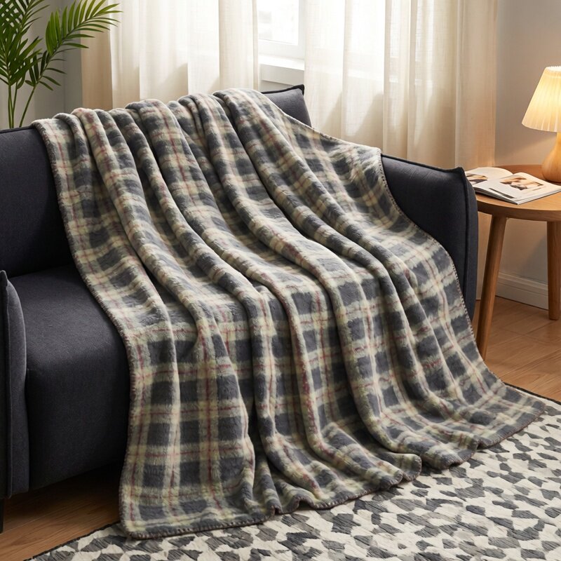 ins北欧简约立体花羊绵绒毛毯秋冬办公室卧室午睡毯1.5/2.0/2.2m