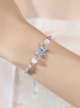 S925银幽蓝蝴蝶手链轻奢小众