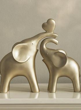 轻奢风高级感一家三口大象摆件客厅电视柜酒柜家居装饰品乔迁礼物