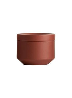 现简约北欧侘寂风橙色圆柱陶瓷储物摆件家居样板间软装饰品