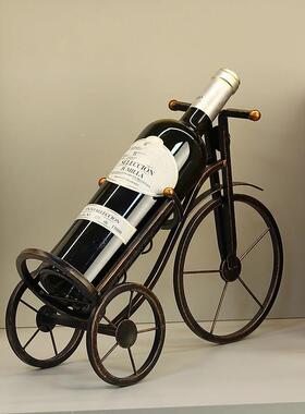 创意铁艺三轮车红酒架轻奢客厅酒柜葡萄酒装饰摆设家用酒瓶置物架