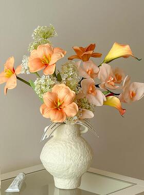 陶瓷花瓶摆件客厅插假花彷真花花束客厅玄关桌面摆件摆设装饰品
