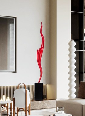 抽象艺术雕d塑细长竖高玄关摆件高级感装饰品风生水起节节高升寓