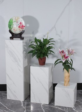 大理石方形底座展示台白色轻奢v工艺礼品摆饰陈列架客厅地台落地