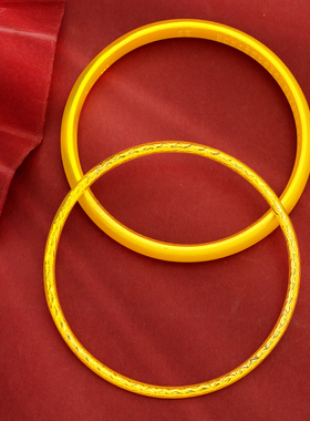 仿真黄金传承古法老金素圈婚庆款