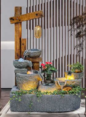 假山石臼景观户外庭院角落造景室内阳台鱼池摆P件循环流水喷泉落