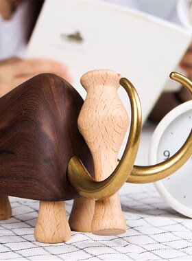 实木桌面小摆件 软装儿童房样板间创意家居装饰品原始人生日礼物