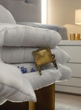 黄铜回忆板凳中式座椅袖珍迷你龙椅摆件模型古典复古官椅模型模拟