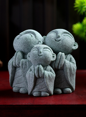 中式青砂石地藏小佛陀摆件桌面茶宠假山微景观造景摆设盆景装饰品