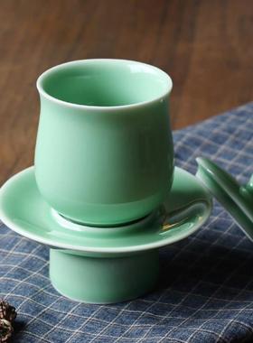 龙泉青瓷莲花供水杯圣水杯家用佛前观音净水杯陶瓷供佛杯佛具摆件