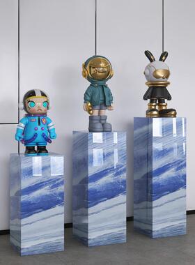 岩板立柱子大理石摆件底座展示摆台暴力熊装饰品花架子客厅落地式