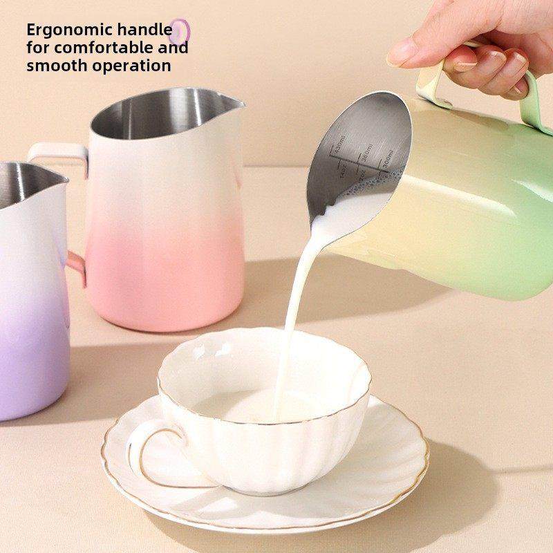 食品级不锈钢咖啡拉花杯渐变色打奶泡杯304钢带刻度便携拉花器具,淘宝优惠券,粉丝福利购,淘宝优惠卷