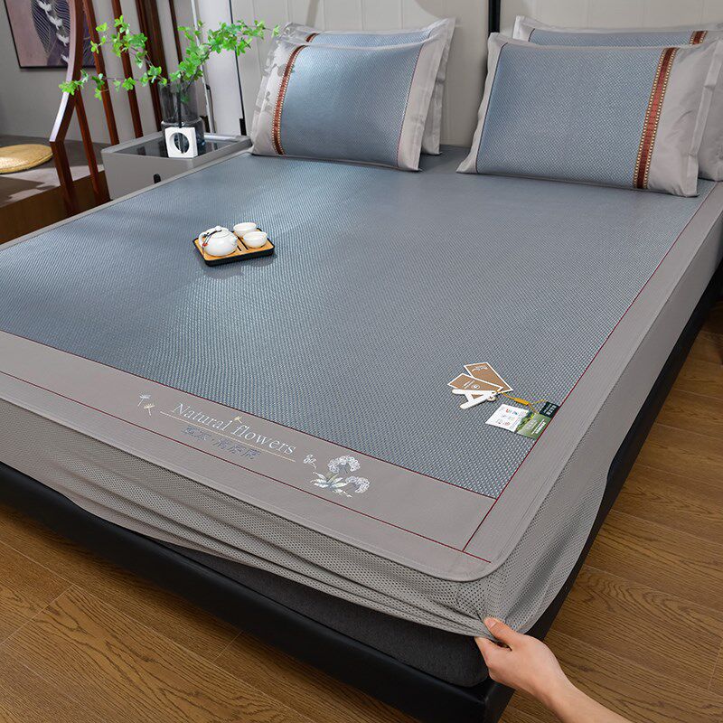 冰丝席床笠款凉席三件套夏季丝滑裸睡空调软席子单双人全包冰藤席,淘宝优惠券,粉丝福利购,淘宝优惠卷