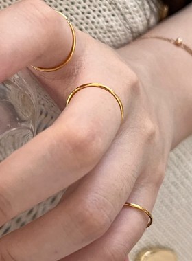 时髦特制温柔经典一颗钻s手工质感戒指百搭个性时髦叠戴简约欧美