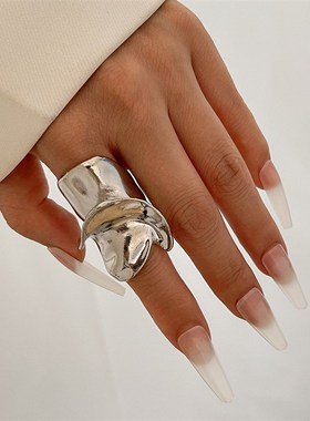 大号金属不规则扭曲o戒指女 欧美时尚新潮小众设计网红风格指环