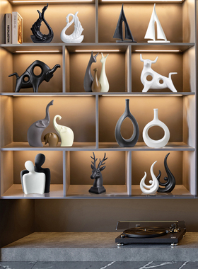 简约轻奢高档软装客厅酒柜电x视柜玄关摆件办公室桌面装饰柜装饰