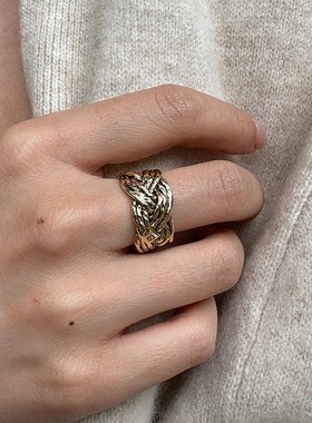 【Cnhnonp胖店】法式覆古小众手织捻纹环