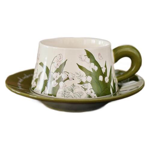 北欧复古下午茶咖啡杯碟套装办公室小众高级感家用拿铁杯牛奶杯 - 图3