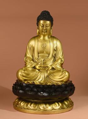 纯铜婆娑三圣摆件观音释迦牟尼九华山地藏王摆件家居客厅佛堂供奉