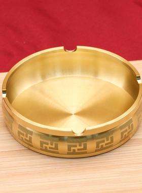 黄铜万字纹烟灰缸回纹车载带盖烟灰缸铜工艺品工厂现货