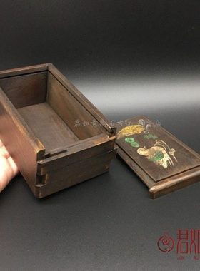 仿老镶嵌鸳鸯戏水带机关首饰盒木盒小盒子仿古木雕储物收纳盒嫁妆
