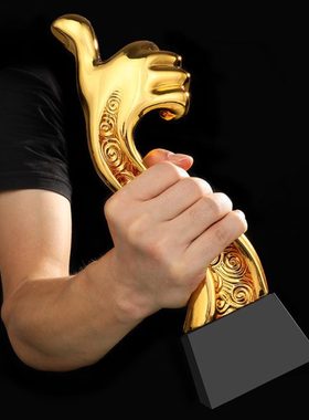 奖杯定制 新款奖杯镀金奖品奖杯大拇指奖杯季度优秀员工