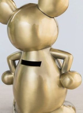 金属欧式创意大号储蓄罐个性礼物可爱叉腰老鼠存钱罐生肖儿童礼品