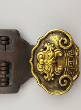 铜摆件收藏古玩 算盘  鎏如意精工书房算盘器器金办公装饰铜铜