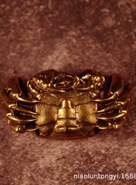 黄铜实心螃蟹摆件黄铜金钱螃蟹摆件横财将军八面来财工艺品