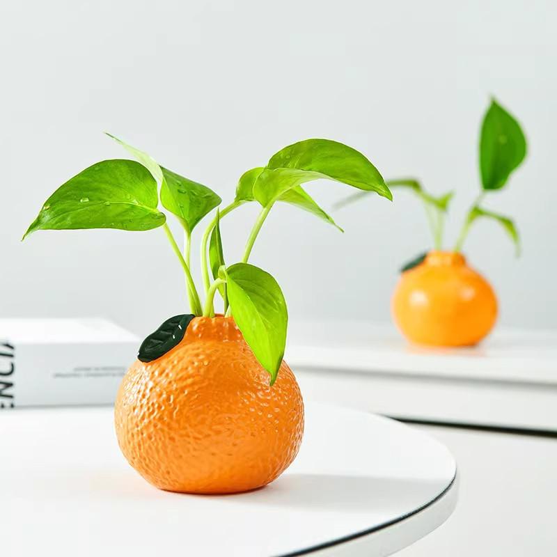 仿真橘子小花瓶摆件客厅插花水培植物鲜花绿萝高颜值桌面装饰摆件,淘宝优惠券,粉丝福利购,淘宝优惠卷