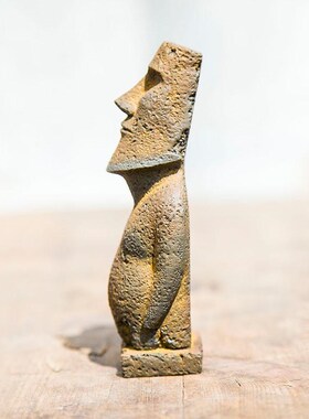 北欧风创意复活节岛摩艾石像工艺品手工摆件书房茶宠铸铁家居摆设