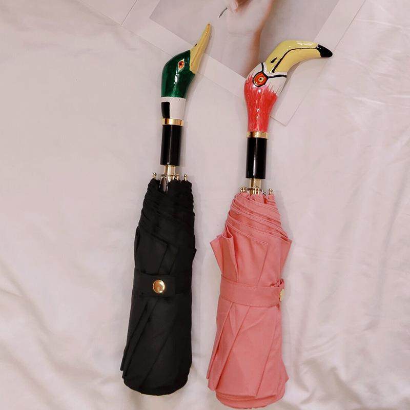 轻奢创意画彩动物头手柄三折伞设计款可爱雨伞女提花布晴雨两用伞,淘宝优惠券,粉丝福利购,淘宝优惠卷