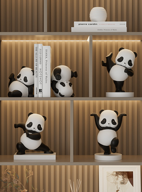 高端大气客厅熊猫酒柜摆件t轻奢家居电视柜玄关办公桌面工艺装饰