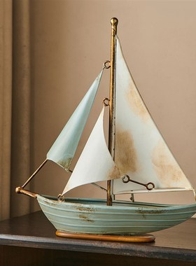 复古创意一帆风顺帆船模型摆件客厅电视柜酒柜办公室轻Y奢高档装