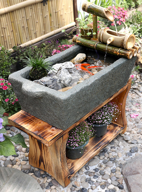 庭院假山鱼池造景喷泉阳台流水鱼缸景观民宿禅意招财装Z饰水池摆