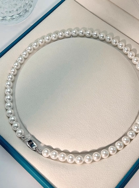 浮颜倪妮同款天然澳母贝珍珠项链女豌豆扣正品轻奢小众锁骨链颈链