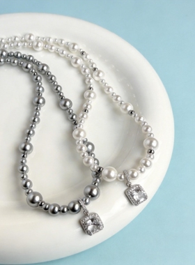 陈都灵同款气泡方糖澳母贝珍珠项链轻奢精致女配饰生日礼物母亲节